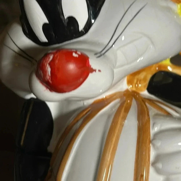 💥VTG 1993 Warner Bros. Sylvester Tweety Bird Ceramic Cookie Jar Looney Tunes - Picture 8 of 17